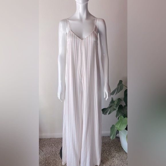 Zara (trf) Collection Linen Blend Super Wide-Leg Loose One Piece Jumpsuit Size 6 - Picture 6 of 13